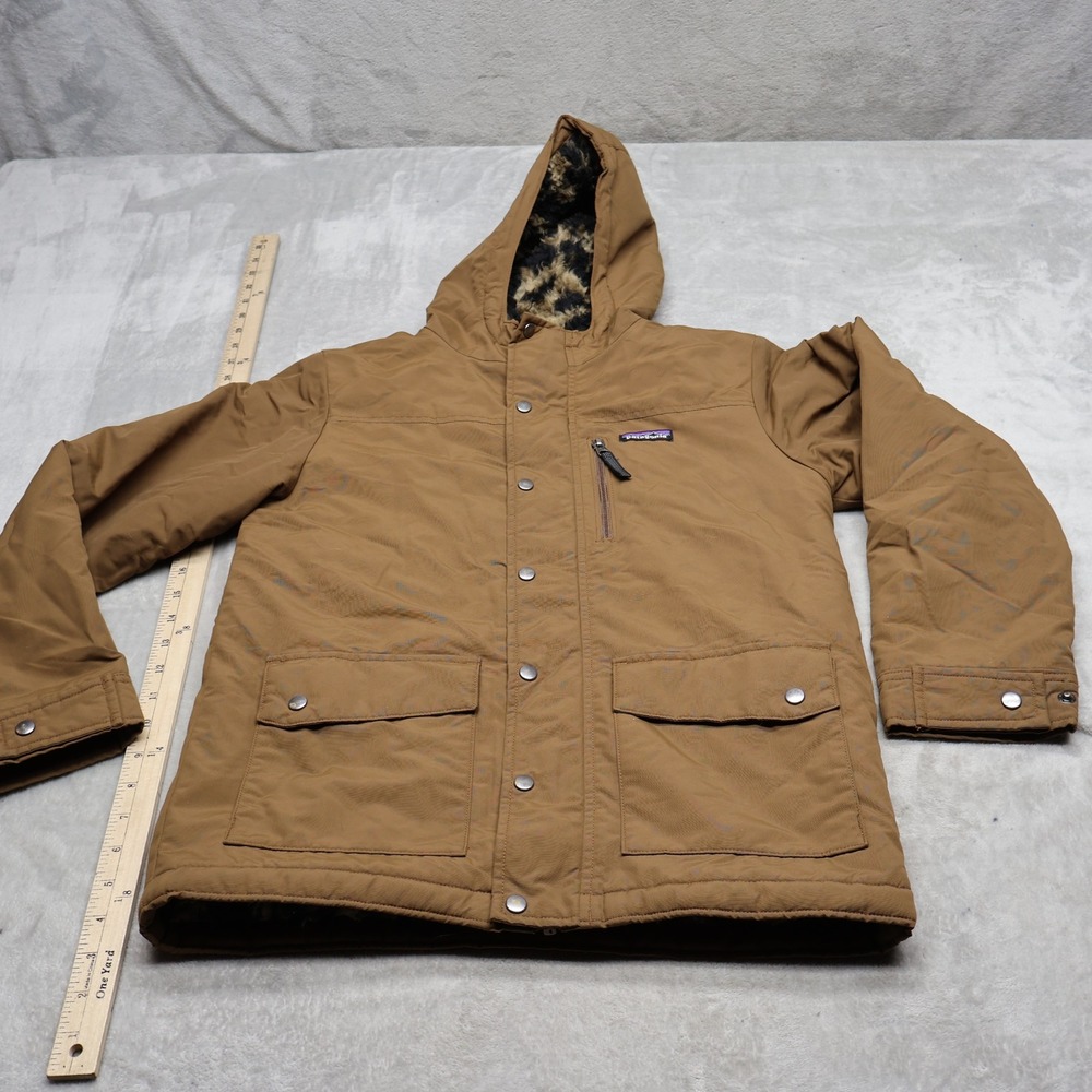 Patagonia Jacket Boys Large 12 Brown Infurno Fleece Lined Full Zip Insulated